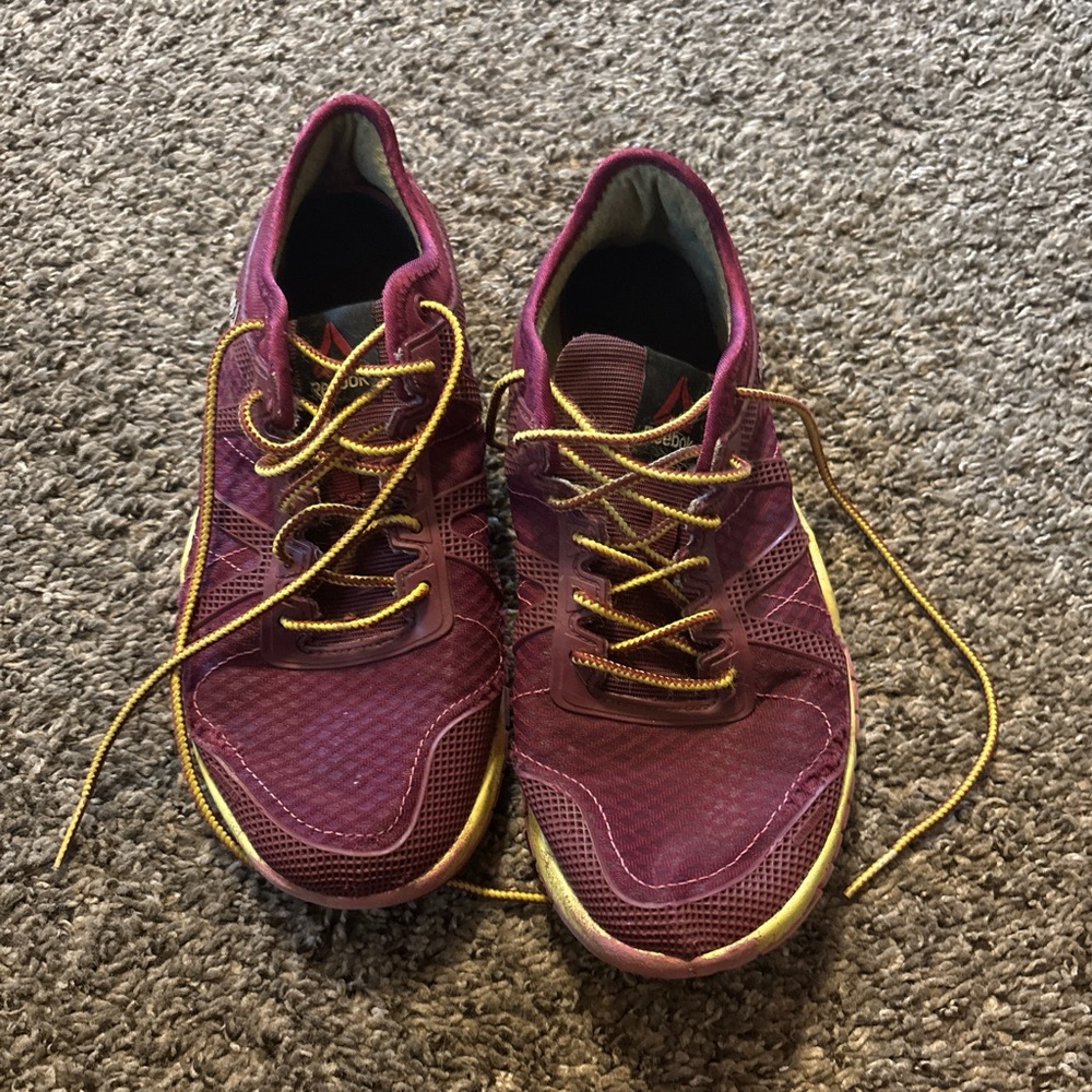 Reebok Women's Burgundy and Lime Green Athletic Shoes